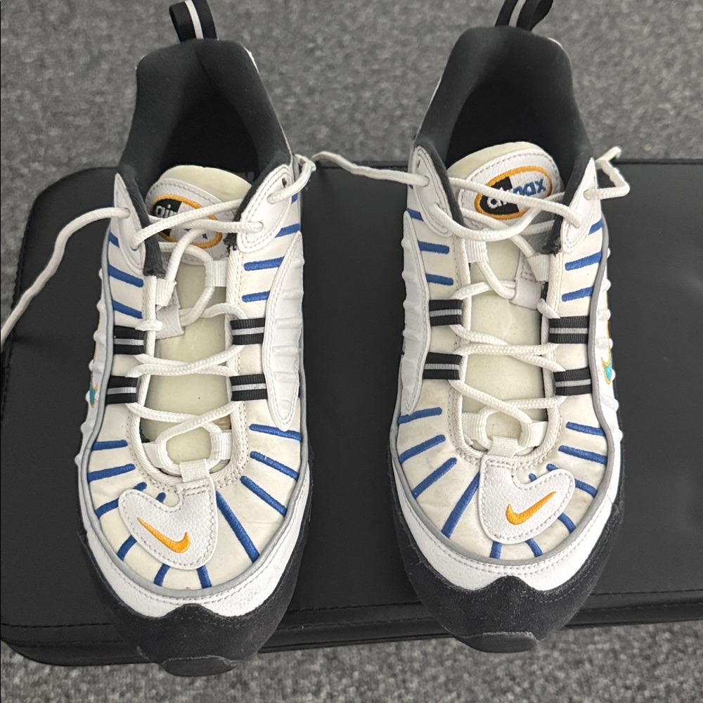 Nike Air Max White with Blue and Orange Accents